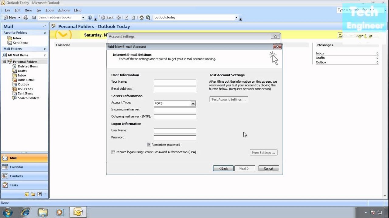 Configure Email In Microsoft Outlook 2007 Youtube