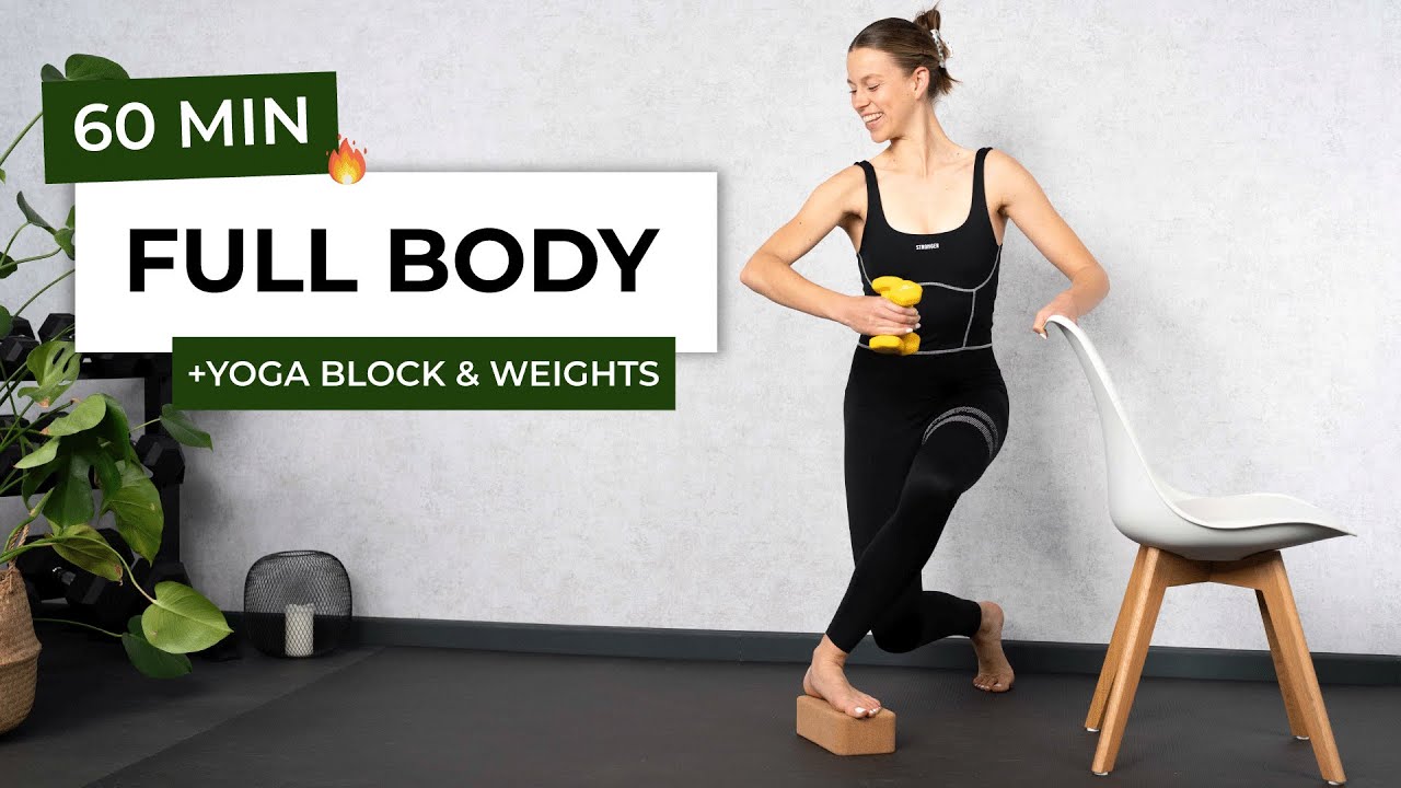 60 MIN FULL BODY BARRE WORKOUT WITH YOGA BLOCK & LIGHT WEIGHTS