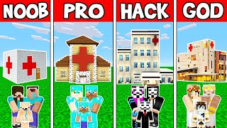 Minecraft FAMILY HOSPITAL BUILD CHALLENGE - NOOB vs PRO vs HACKER vs GOD in Minecraft Animation