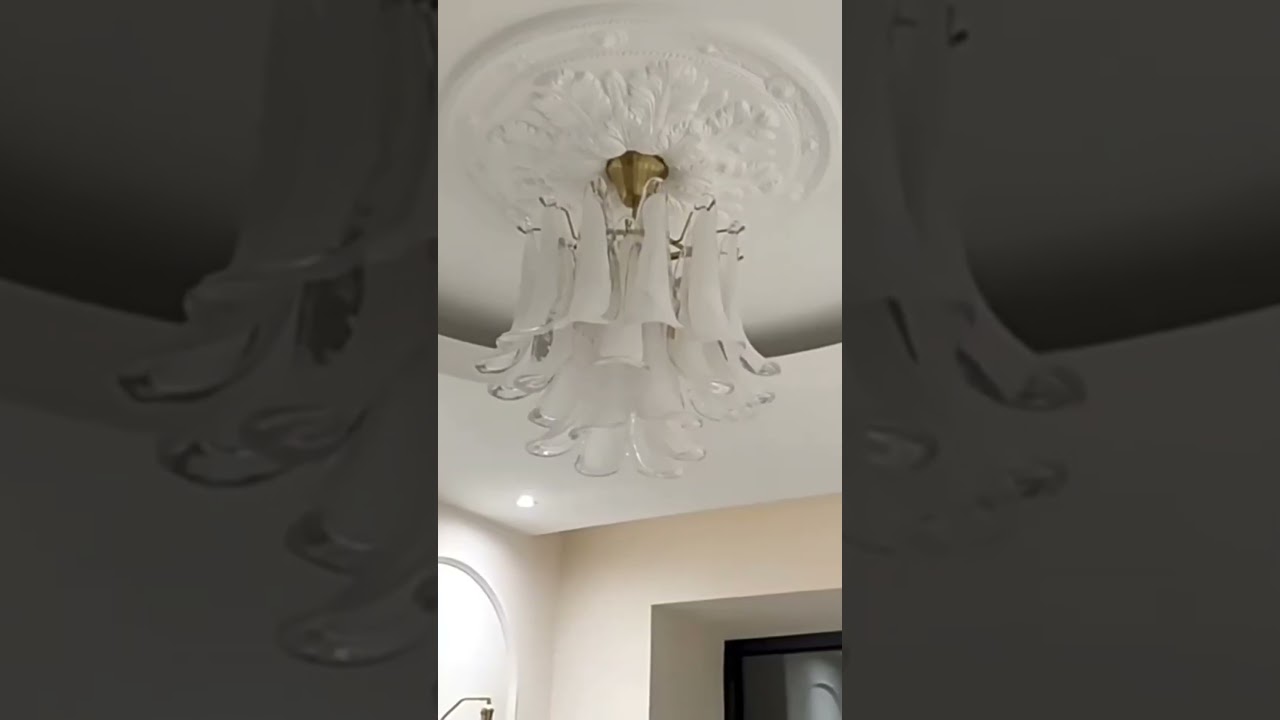Clear Murano Glass Petal Chandelier
