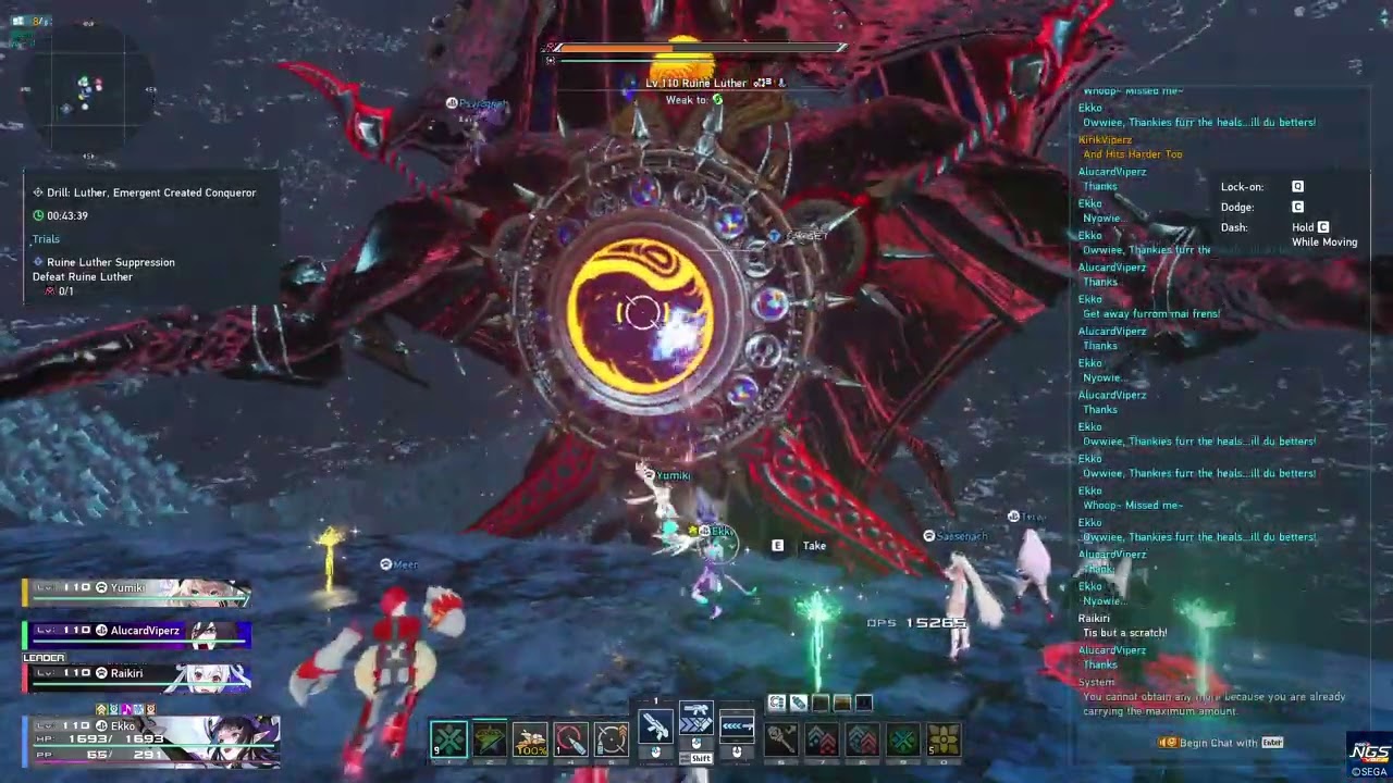 Pso2 Luther Big freeze Death save!