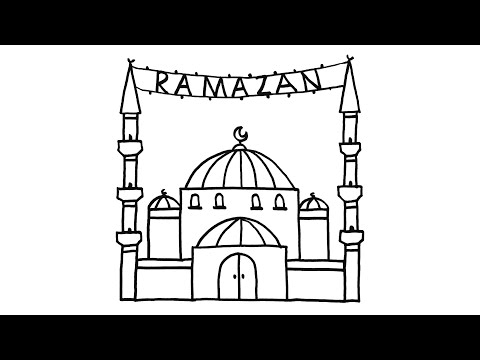Çok Kolay Cami Çizimi - Hoşgeldin Ramazan 🕌 Ramazan Resmi Çizimi - Adım Adım Cami Nasıl Çizilir