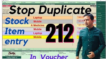 Tally Chapter 212 TDL for Stop Duplicate Item Entry in Voucher By Rajiv Mishra Computer Class | TDL