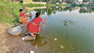 Fishing Video🎣🎣 | Two Lady Amazing Hook Fishing in Village Pond in beautiful nature #fishing_video