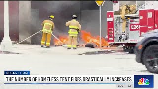 Number of homeless tent fires increasing in Los Angeles, data says