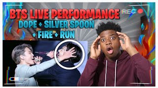 REACTING TO BTS - DOPE + SILVER SPOON + FIRE + RUN WITH LYRICS LIVE! **I LOST IT!!**