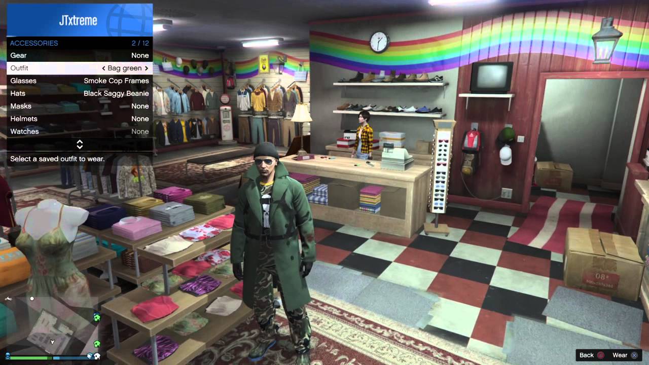 GTA V change outfit with black duffle bag (once obtained) walkthrough