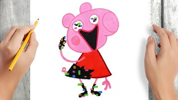 How to draw CORRUPTED PEPPA PIG (PIBBY) | Friday Night Funkin | MOD FNF