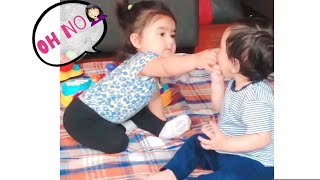 Cute babies has cute fight for pacifier// babies are fighting// Brother-Sister love ❤️