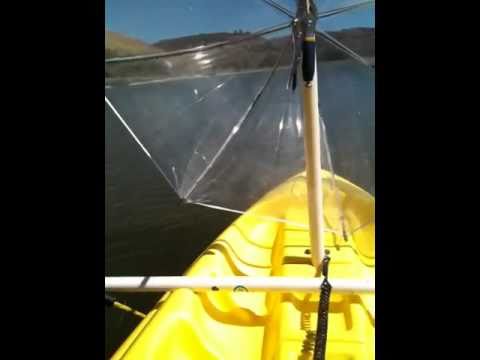 Umbrella sail for kayak - YouTube