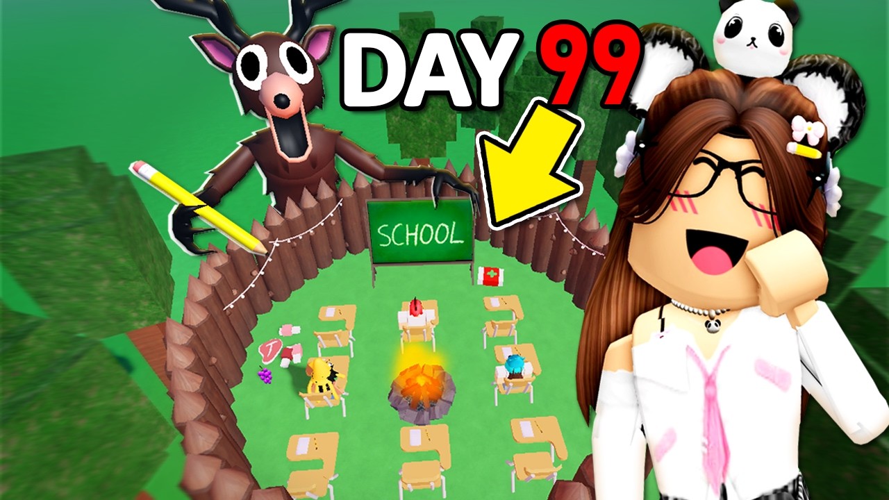 Building a SCHOOL BASE in 99 NIGHTS IN THE FOREST!
