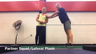 Partner Squat with Lateral Plank
