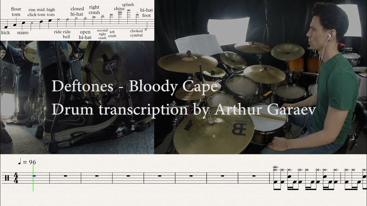 Deftones Bloody Cape Drum transcription, lesson, sheet music (Drums ONLY) YouTube