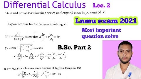 Differential Calculus Lecture 2 | Lnmu exam 2021| Differential calculus Important question | Dbg
