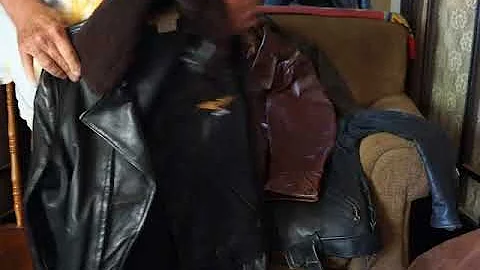 Vintage leather jacket pile to put away-