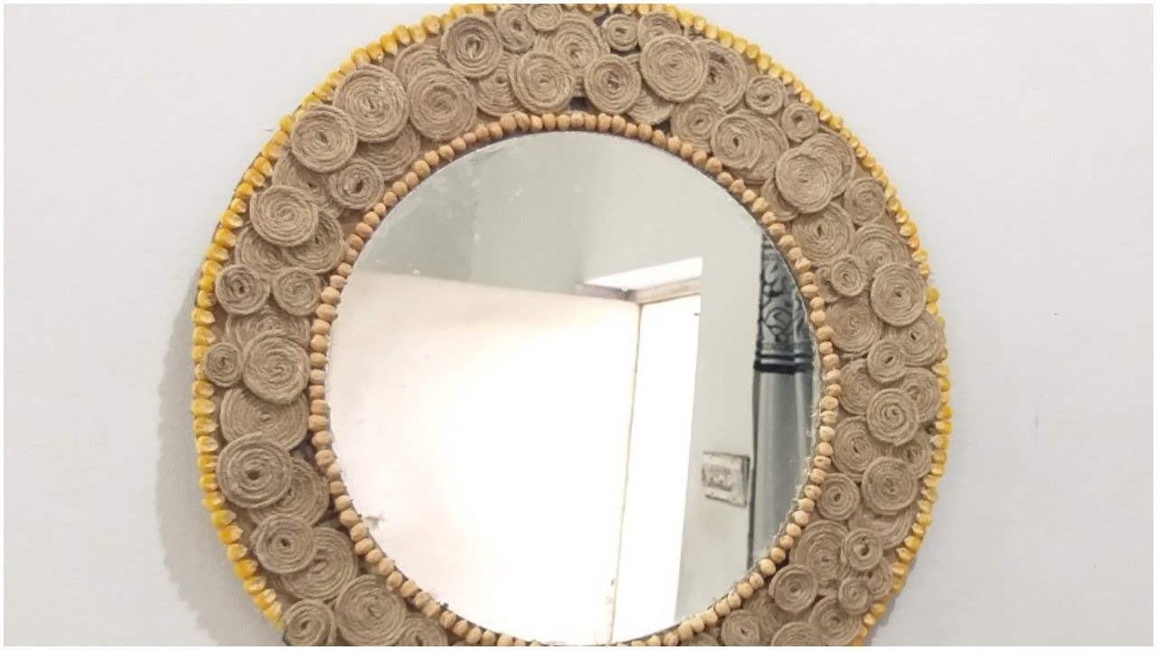Diy jute round wall mirror YouTube