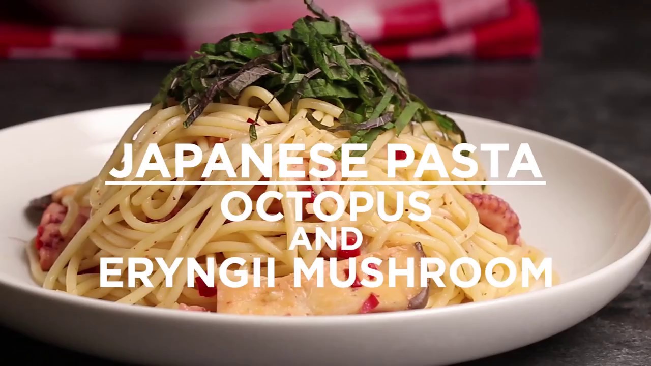 Octopus and Eryngii Mushroom Japanese Pasta | Umami Insider