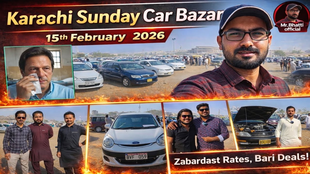 Karachi Sunday Car Bazar 15 February 2026 | Latest Car Prices & Market Update