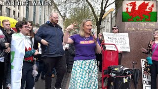 Bethan Sayed - anti-monarchy protest ‘Not My King’, Cardiff, Wales