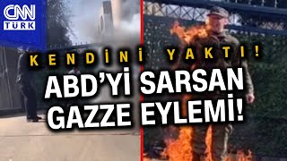 İsrail Büyükelçiliği Önünde Tarihi Eylem… ABD'li Asker Gazze İçin Kendini Yaktı! #Haber