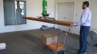 Handling a wooden plank with Vaculex® VL Vacuum Lifter - Piab