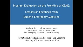 Program Evaluation on the Frontline of CBME - Dr Andrew Koch Hall