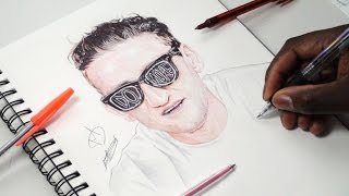 Drawing Casey Neistat - INKTOBER DAY 27 - Youtuber - DeMoose Art
