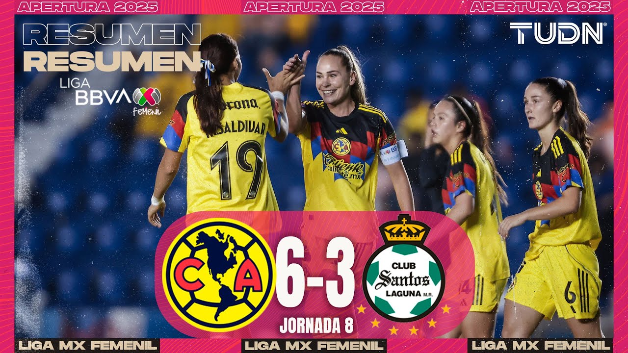 HIGHLIGHTS - América 6-3 Santos | Liga MX Femenil - Jornada 8 Apertura 2025 | TUDN