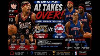 Allen Iverson Drops 39! | Pistons vs 76ers March 24, 2005 Full Game – Iverson vs Billups, Wallace &