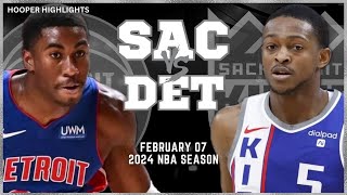 Sacramento Kings vs Detroit Pistons Full Game Highlights | Feb 7 | 2024 NBA Season