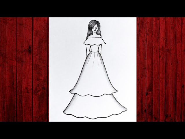 How to draw easy sequence work gown | Fashion Illustration | Lustrous  Fashion - YouTube