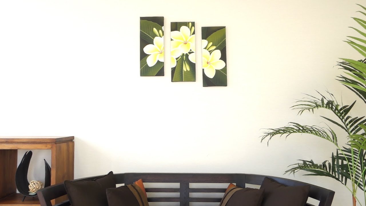 絵画 インテリア】お花 プルメリア(3連)(50×60cm)の販売通販｜バリ雑貨