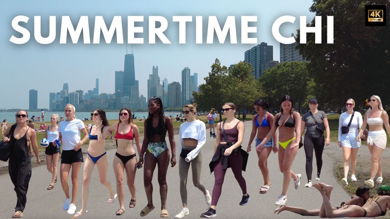 [4K UHD] Chicago Lakefront Trail Downtown City Beaches Walking Tour | Late Summer Early Fall/Autumn