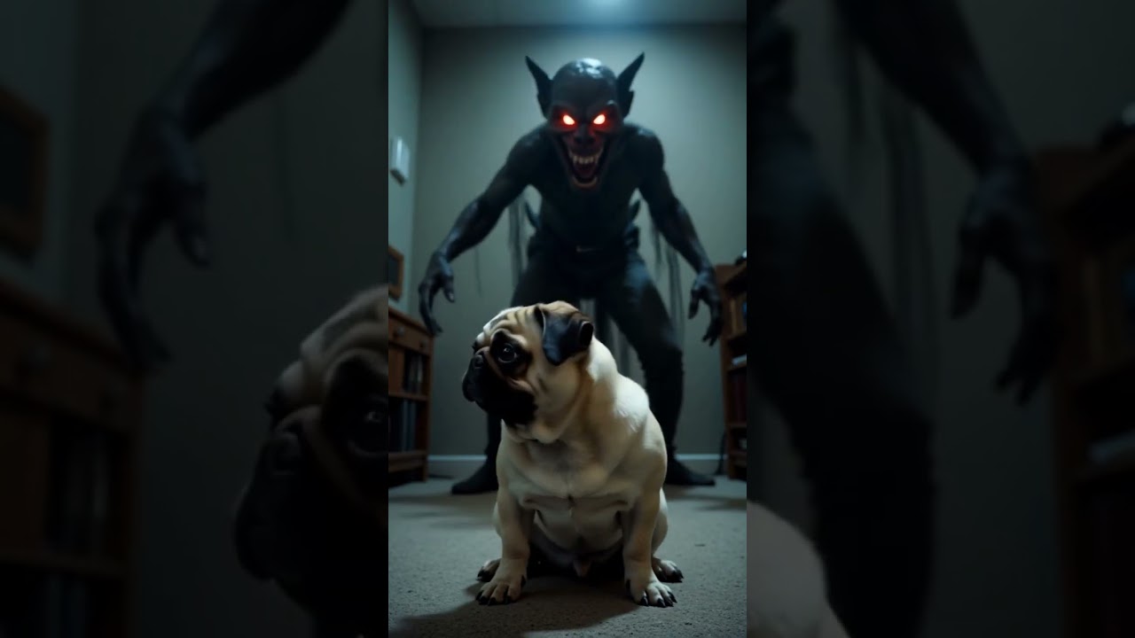 Something's Behind the Pug… 🐶👹(Terrifying 5s Horror Screamer – 