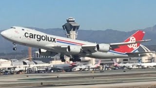 Cargolux B747-8F takeoff LAX