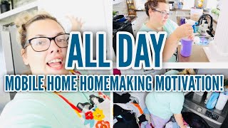 MESSY MOBILE HOME HOMEMAKING | real life all day homemaking motivation | MOBILE HOME CLEAN WITH ME!