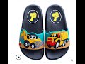 Boy cute cozy slip on slippers cartoon excavator and truck kids water sandal boys summer beach shoes