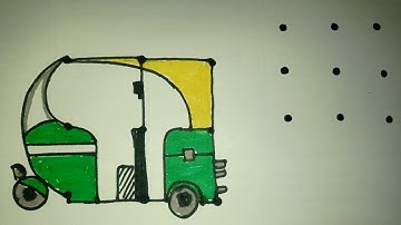 How to draw Auto Rickshaw from 9 dots | Easy auto drawing | Draw with me | dots drawing tutorial