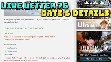 FFXIV: Live Letter Part 76 (LXXVI) Date & Some Details