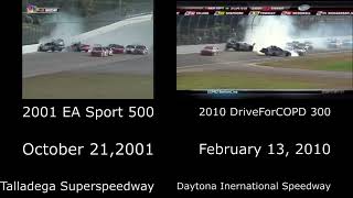 Nascar Crash Comparison 2 | Bobby Labonte and Dale Earnhardt Jr. Flip (High Quality)