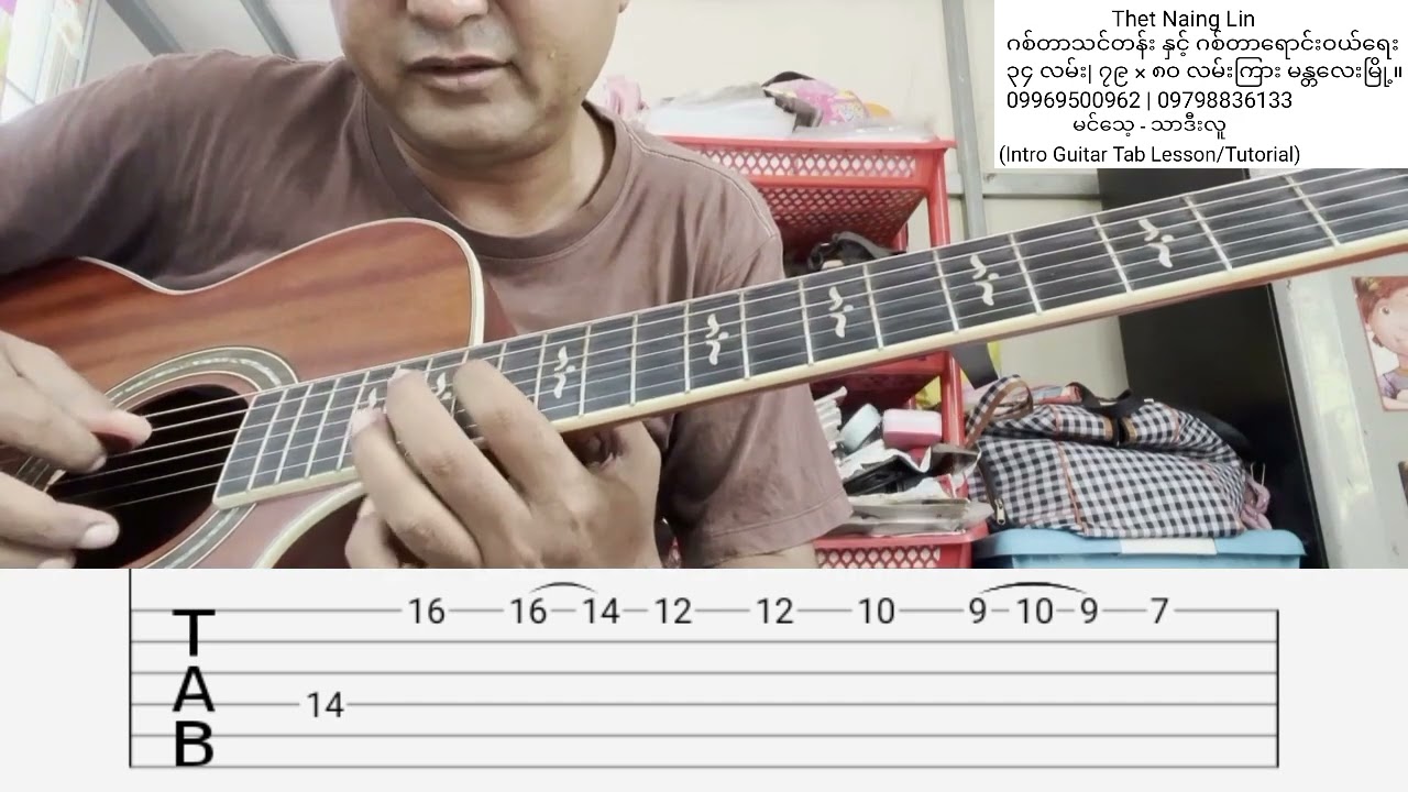 မင်သေ့ - သာဒီးလူ (Intro Guitar Tab Lesson/Tutorial)