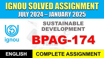 BPAG 174 Solved Assignment 2024-25 || BPAG 174 solved assignment in English || July 2024 to Jan 2025