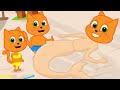 Cats Family in English - Beach Sand Figure Cartoon for Kids