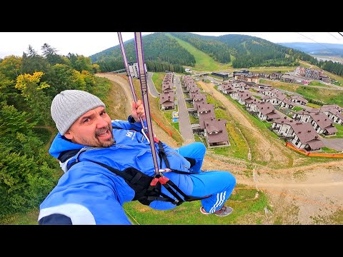 Троллей (Zip Line) Буковель Украина / The longest Zipline in Ukraine Bukovel