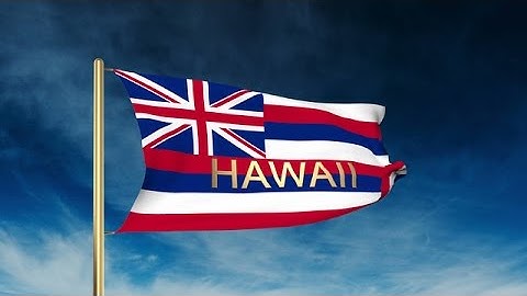 Hawaii Flag Slider Style With Title. Waving In The Wind With Cloud Background An Stock Animation