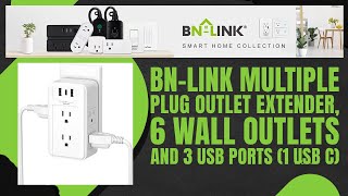 BN-LINK Multiple Plug Outlet Extender, 6 Wall Outlets and 3 USB Ports (1 USB C)