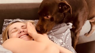 My morning routine with My Baby and My Dog