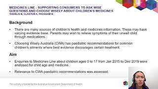 Medicines Line supporting consumers to ask questions and choose wisely about children’s medicines