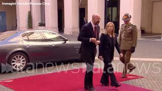 La premier Giorgia Meloni riceve Charles Michel a Palazzo Chigi