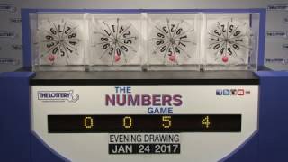 Evening Numbers Game Drawing: Tuesday, January 24, 2017